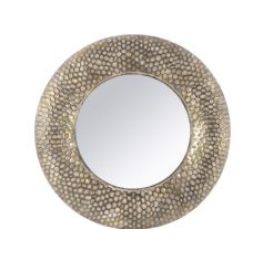 Libra Antique Gold Round Honeycomb Mirror